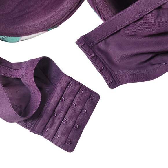 Cacique Floral Underwire Bra Purple 40DDD Adj Mesh Cooling French Full Coverage - Picture 8 of 10